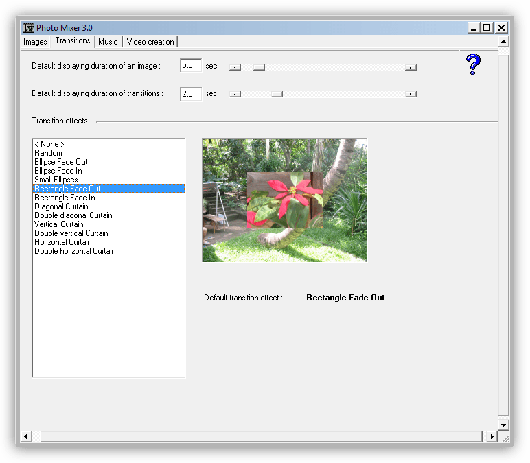 Добавление переходов в слайд-шоу в программе Photo Mixer