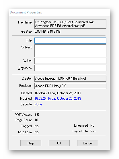 Атрибуты в Foxit Advanced PDF Editor