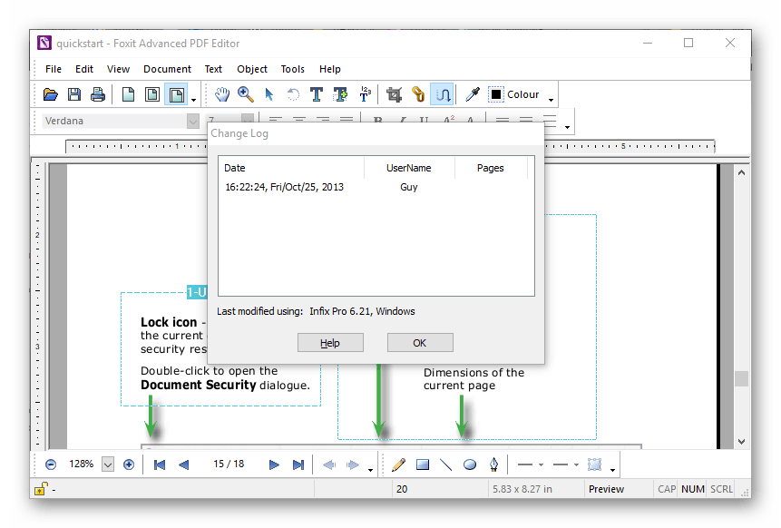 Лог изменений в Foxit Advanced PDF Editor