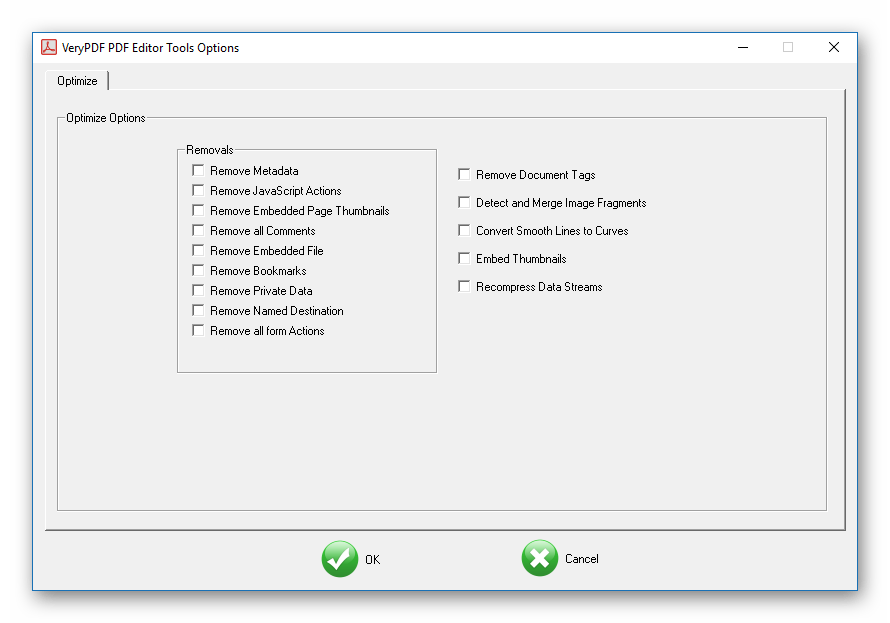 Оптимизация в VeryPDF PDF Editor