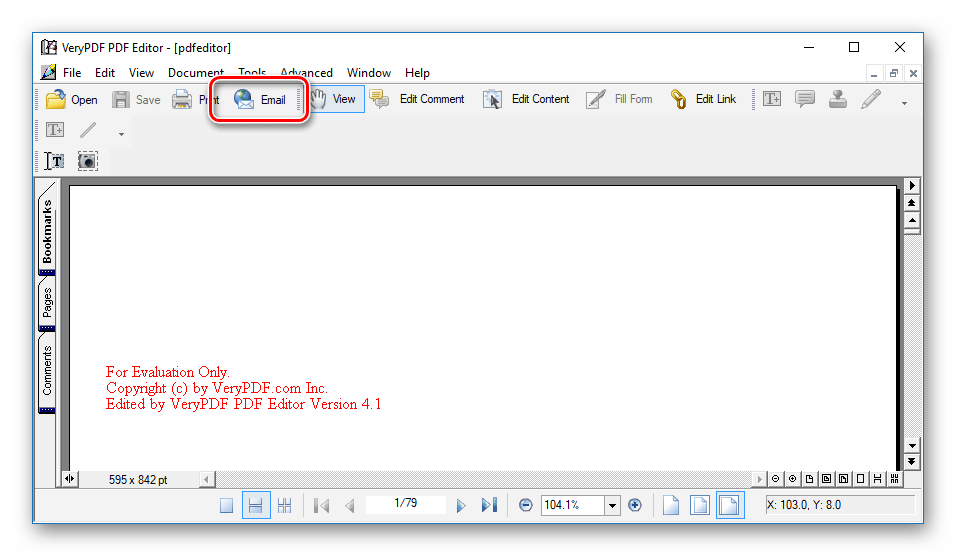 Отправка по почте в VeryPDF PDF Editor