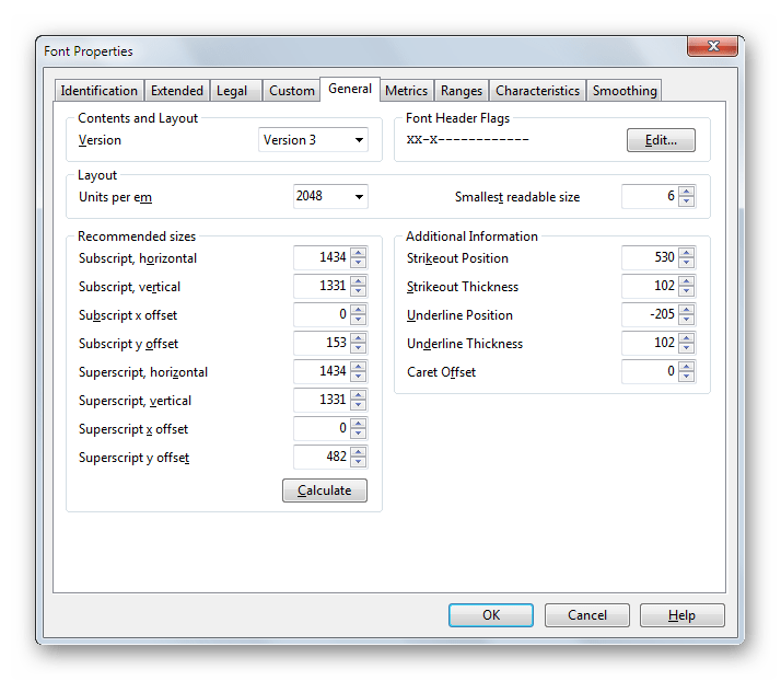 Инструмент для детальной настройки всех характеристик шрифта в FontCreator