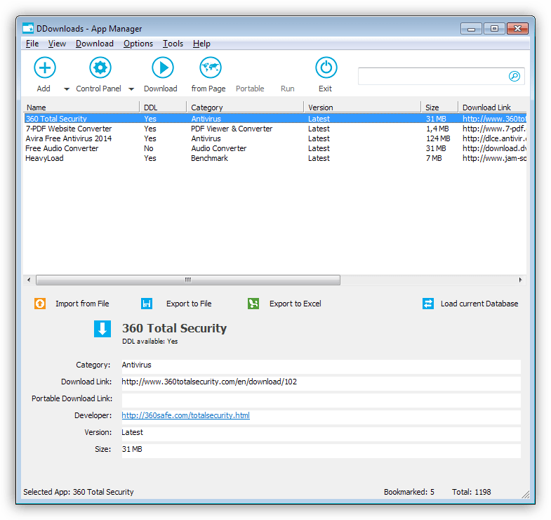 Менеджер библиотек приложений в программе DDownloads