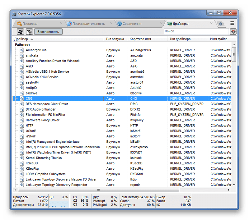 Драйверы System Explorer
