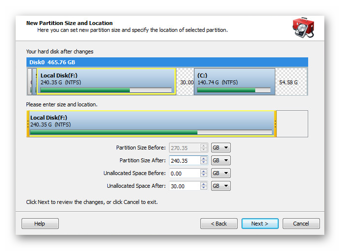 Разъединение разделов в программе WonderShare Disk Manager