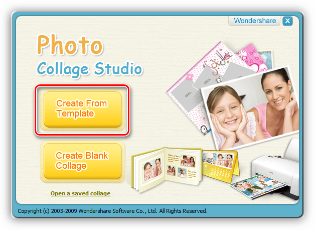 Создание альбома из предустановленного шаблона в программе Wondershare Photo Collage Studio