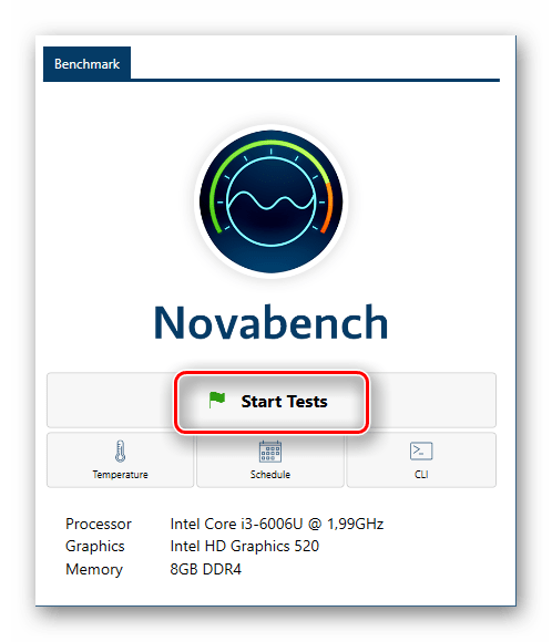 Запуск всех тестов системы одновременно в программе Novabench