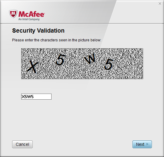 Введение символов Mcafee Removal Tool