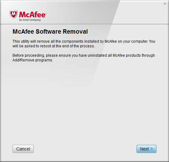 Главное окно утилиты Mcafee Removal Tool