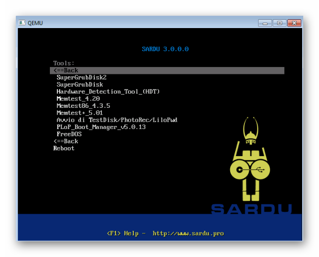 эмулятор QEMU в SARDU