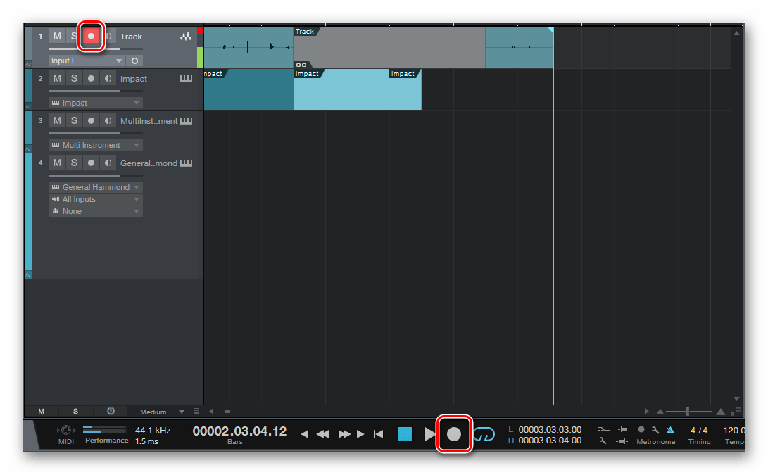 Запись аудио Studio One