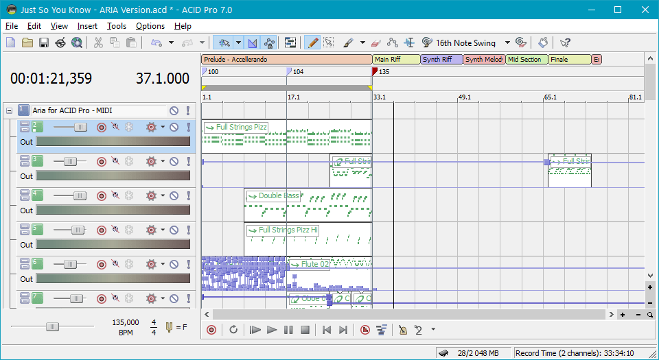 Создание музыки в Sony Acid Pro