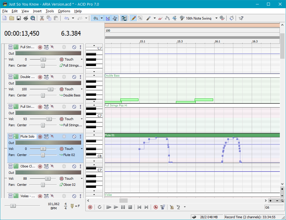 Обработка и редактирование (автоматизация) в Sony Acid Pro