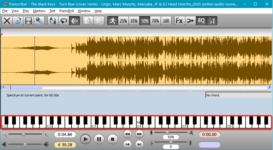 Ручной подбор аккордов в Transcribe!