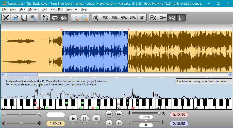 Повтор фрагментов в Transcribe!