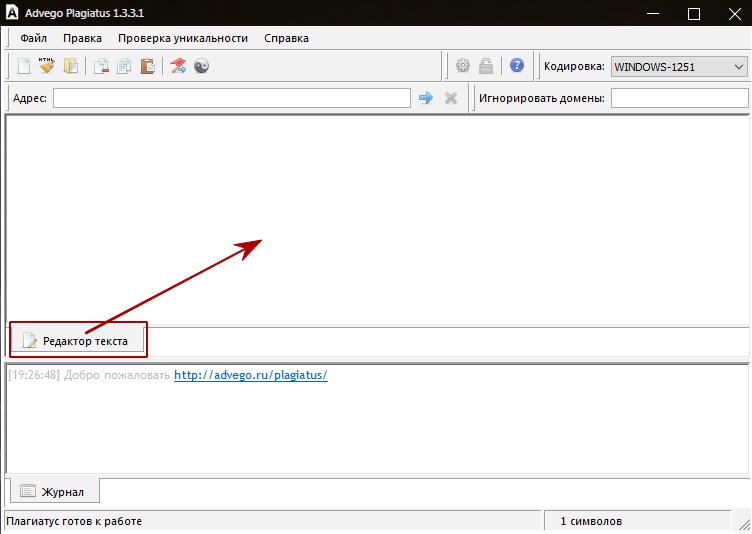 Поле редактирования проверяемого текста в программе Advego Plagiatus.jpg