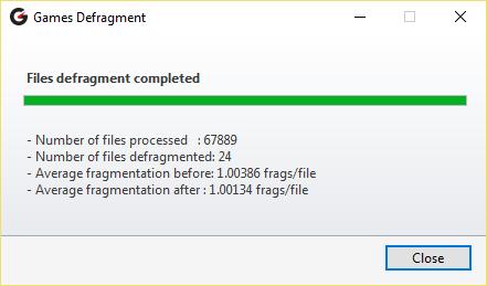 Дефрагментация файлов Game Fire