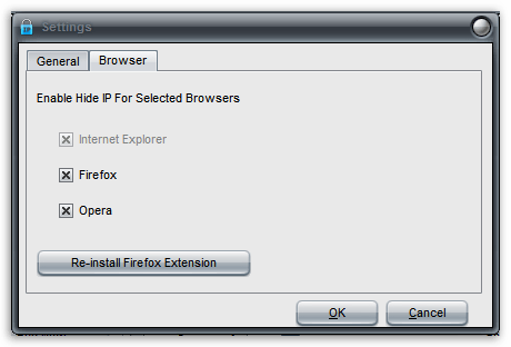 Настройка работы для разных браузеров в Hide IP Easy