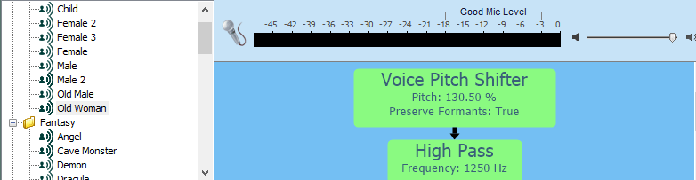 Изменение голоса в Voxal Voice Changer