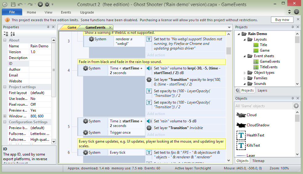 Система событий Construct 2