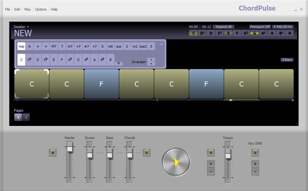 Работа с аккордами в ChordPulse