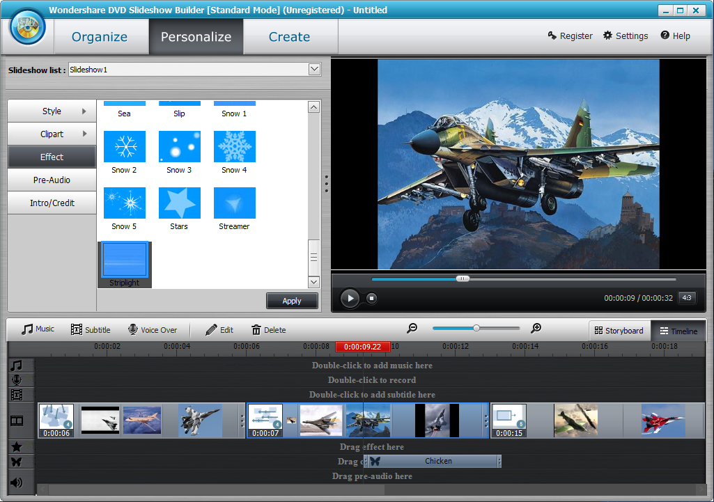 9.эффекты в wondershare  DVD Slideshow Builder Deluxe