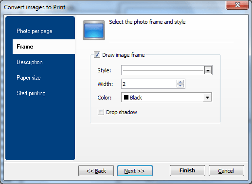 Настройки оформления рамки в программе Photo Printer