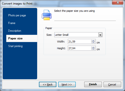 Настройки размера бумаги в программе Photo Printer