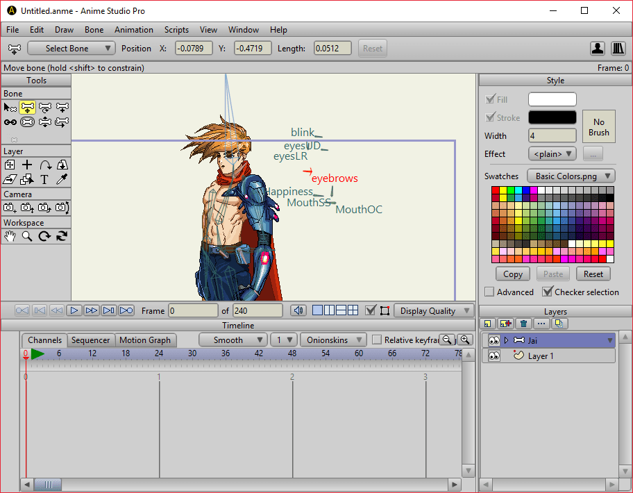 Обозначение в Anime Studio Pro