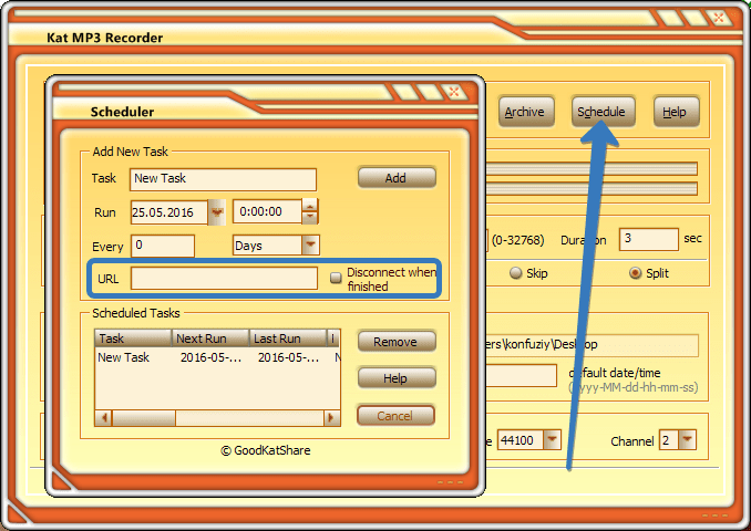 Планировщик Kat MP3 Recorder