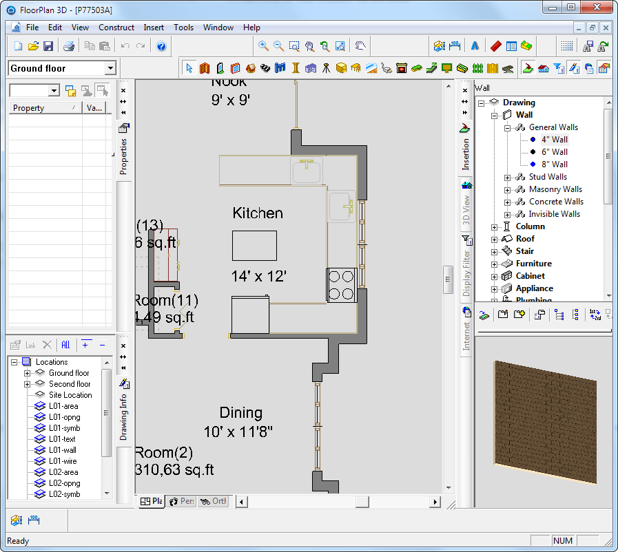 Мебель на плане в floorplan 3d