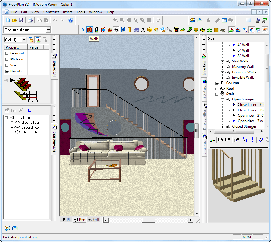 Лестница в floorplan 3d