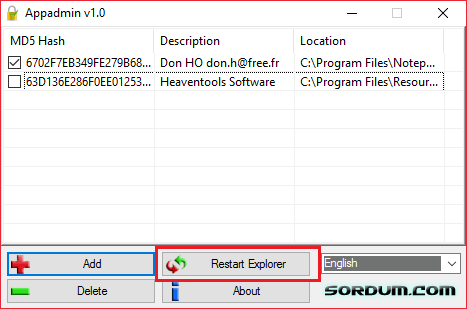 Перезагрузка проводника в AppAdmin