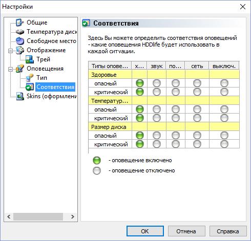 HDDLife Pro выбор соответствий для отображения