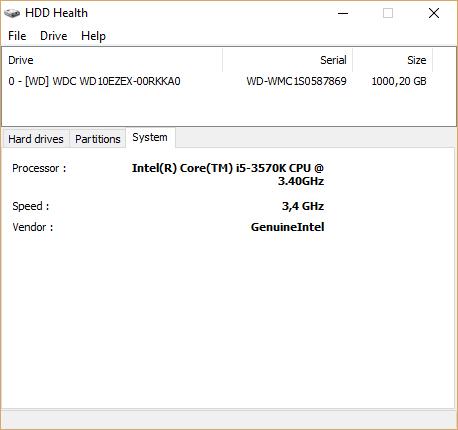 Данные о системе HDD Health
