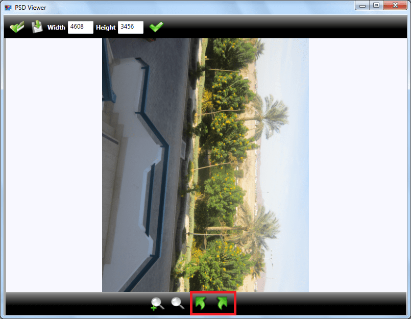 Поворот картинки в программе PSD Viewer