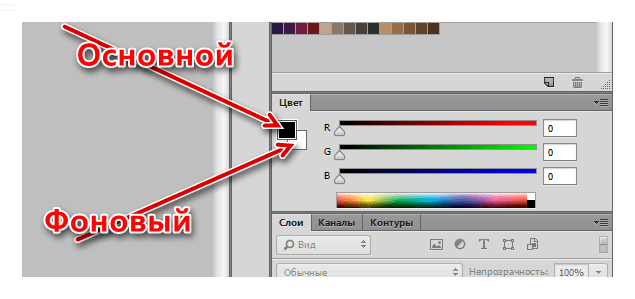 Основной и фоновый цвета для раскрашивания в Фотошопе