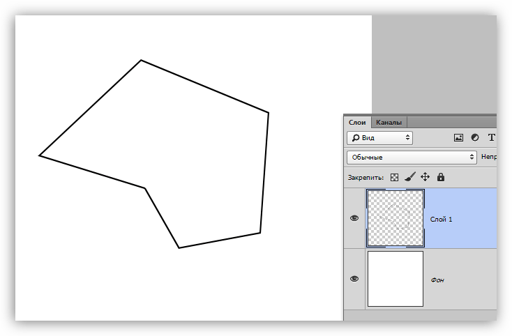 Замкнутая ломаная линия созданная инструментом Прямолинейное лассо в Фотошопе