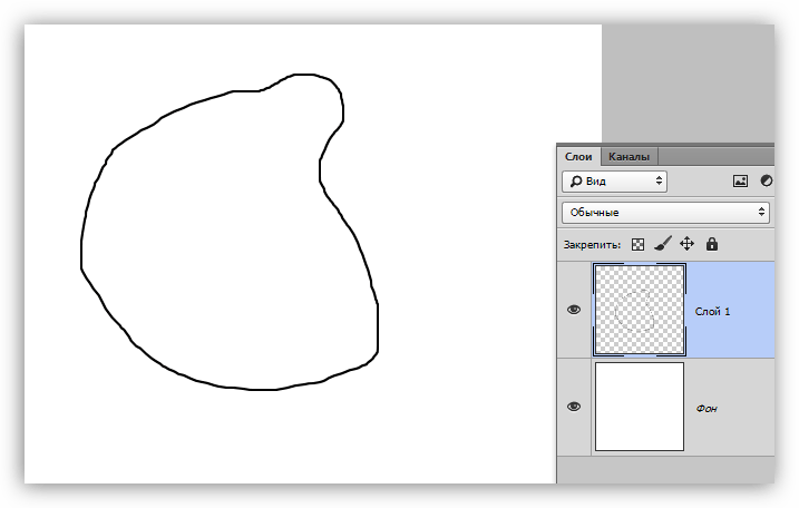 Замкнутая кривая линия созданная инструментом Лассо в Фотошопе
