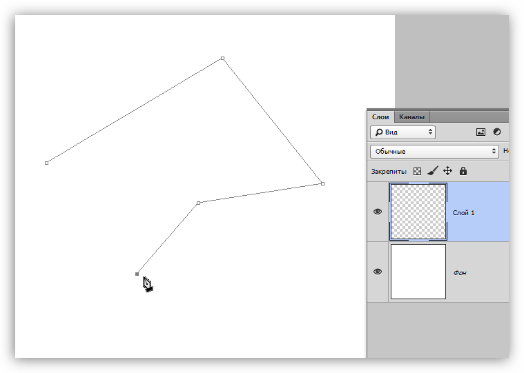 Опорные точки для ломаной линии инструмента Перо в Фотошопе