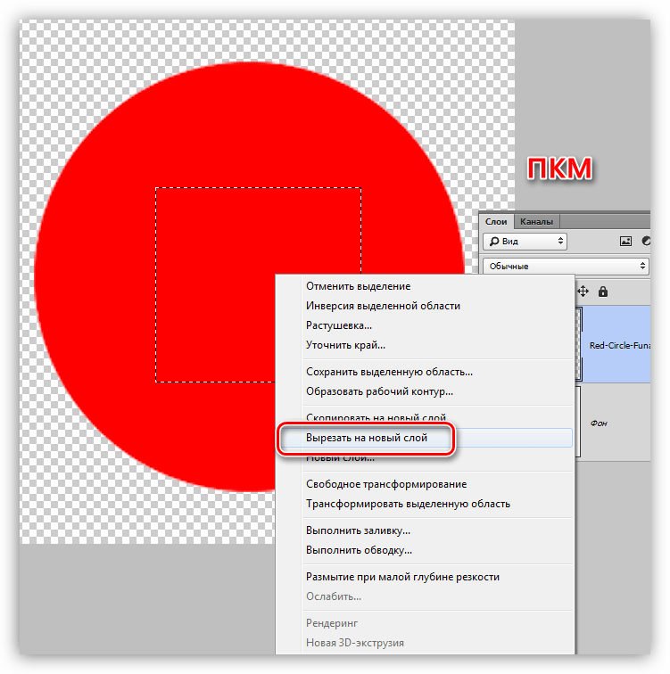 Вырезать на новый слой в Фотошопе
