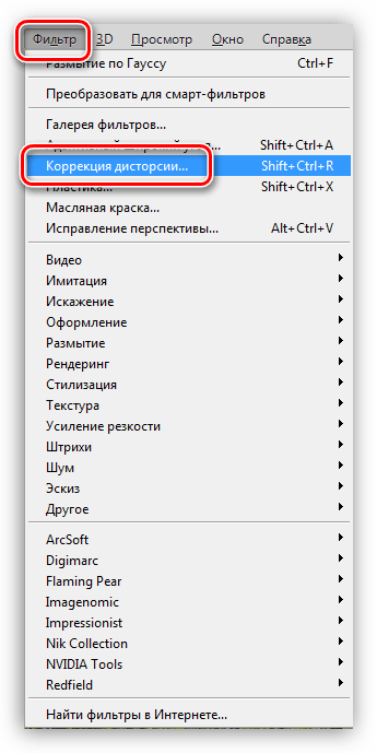 Фильтр Коррекция дисторсии