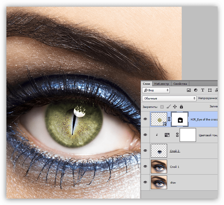 Конечный результот обработки глаз в Фотошопе