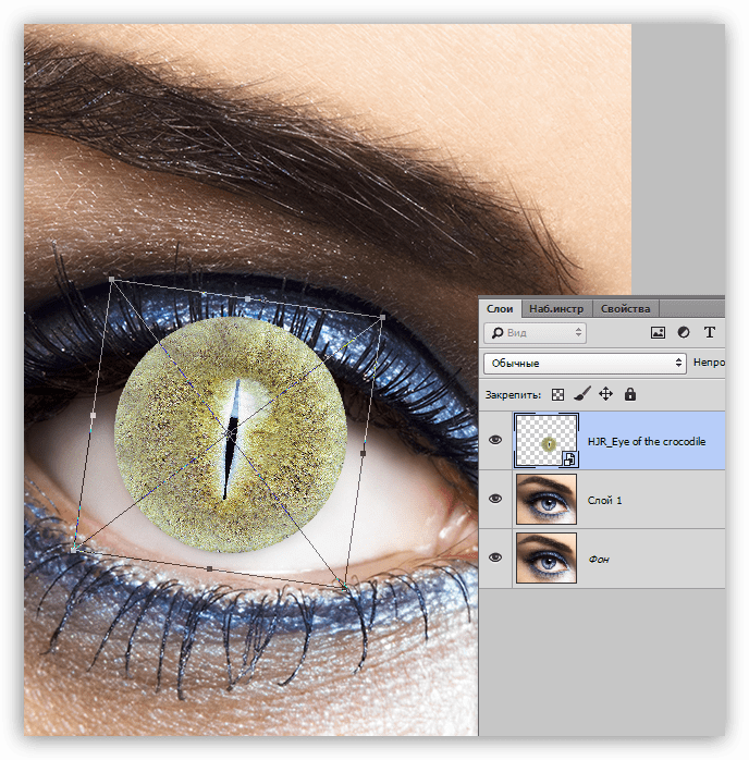 Помещение текстуры на глаз в Фотошопе
