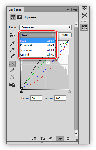 Коррекция цветов RGB Кривой в Фотошопе