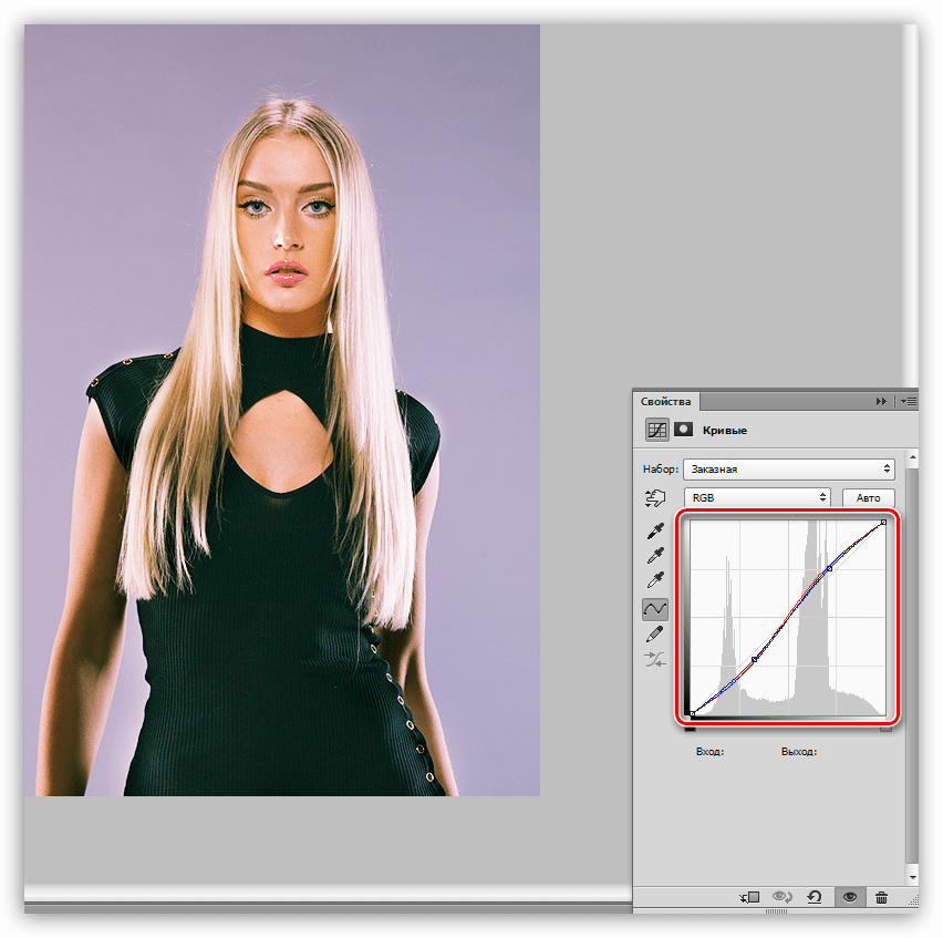Усиление контраста цветов Кривыми в Фотошопе