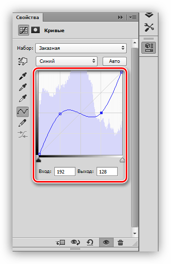 Настройка кривой в Фотошопе