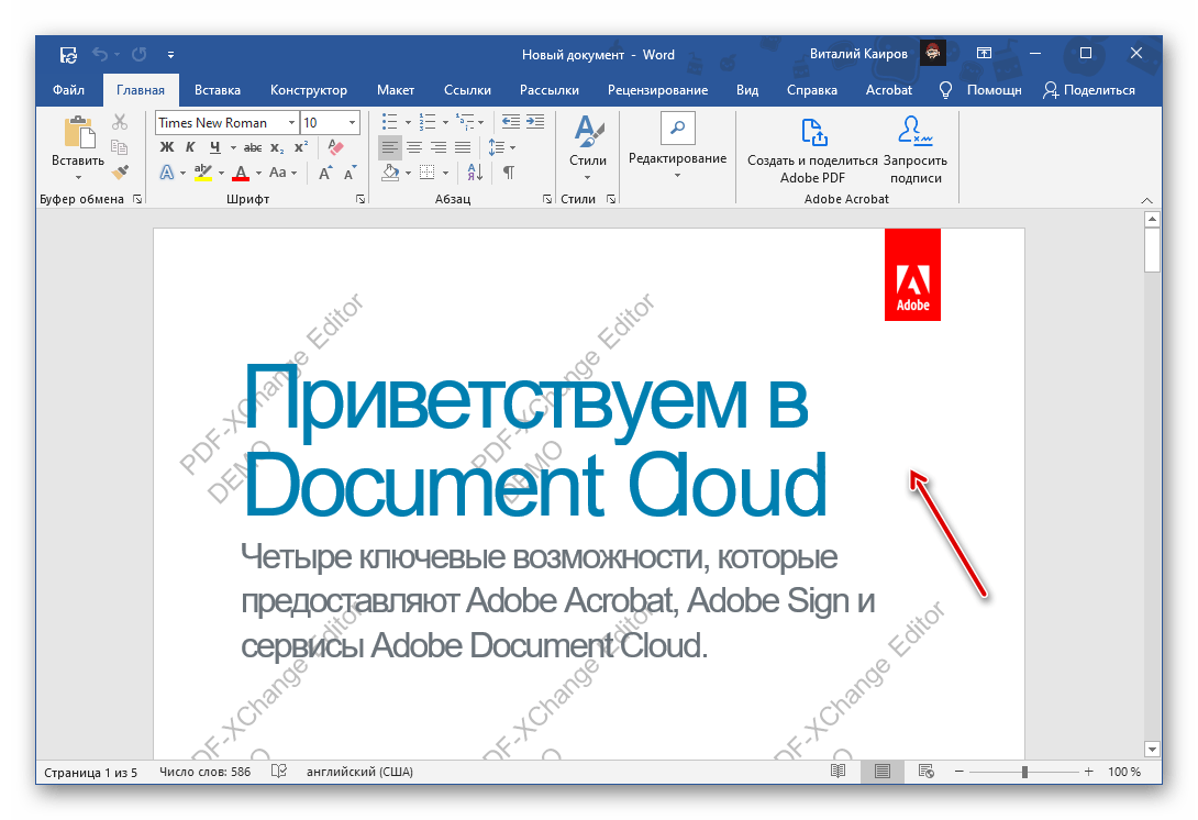 Результат удаления водяного знака в программе Microsoft Word