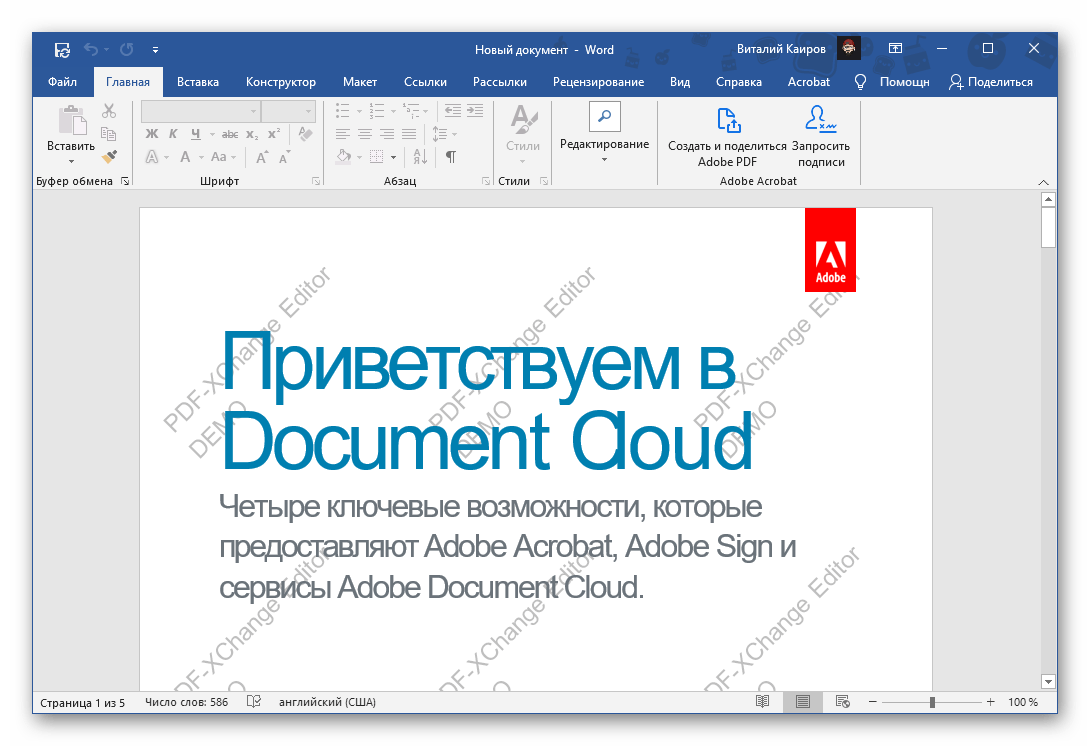Пример документа с защитой от редактирования и водяным знаком в программе Microsoft Word