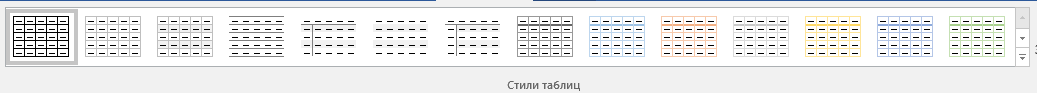 стили таблиц в Word